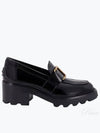 T Logo Leather Loafer Heels Black - TOD'S - BALAAN 2