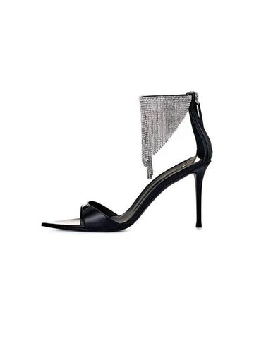 WOMEN AINTRIGO Crystal Fringe Sandals Heel Black 270041 - GIUSEPPE ZANOTTI - BALAAN 1