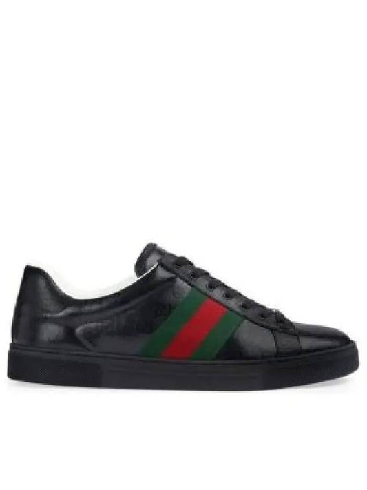Men's Ace GG Crystal Canvas Low Top Sneakers Black - GUCCI - BALAAN 2