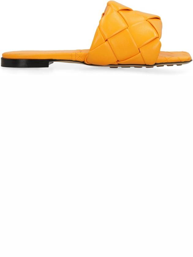 Women's Lido Leather Slippers Orange - BOTTEGA VENETA - BALAAN 3