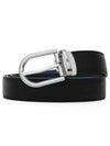 Metal Buckle Reversible Leather Belt Black Blue - MONTBLANC - BALAAN 2