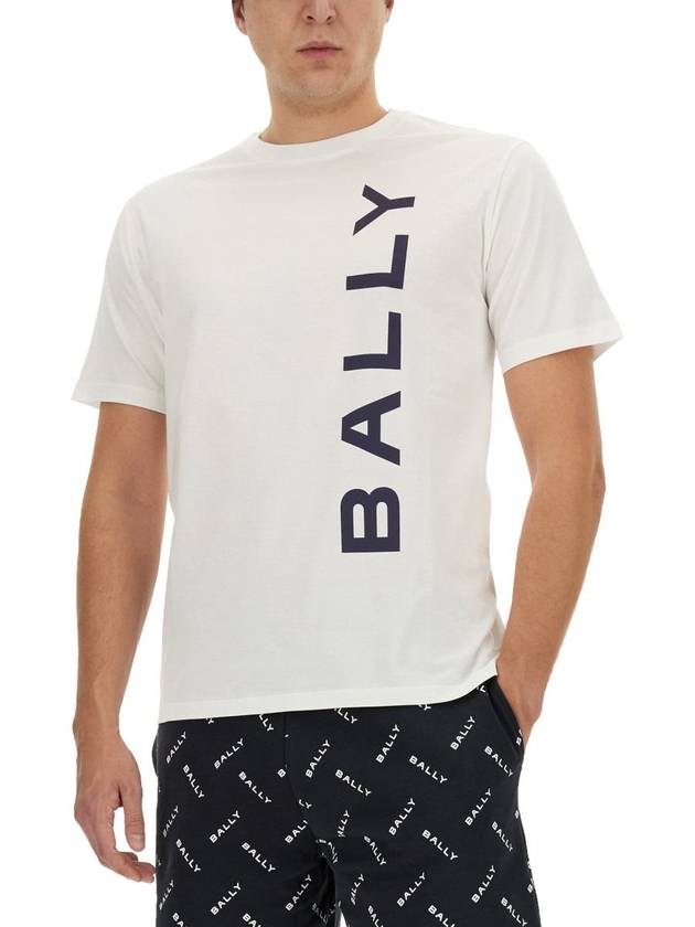 Logo Print Short Sleeve T-Shirt White - BALLY - BALAAN 5