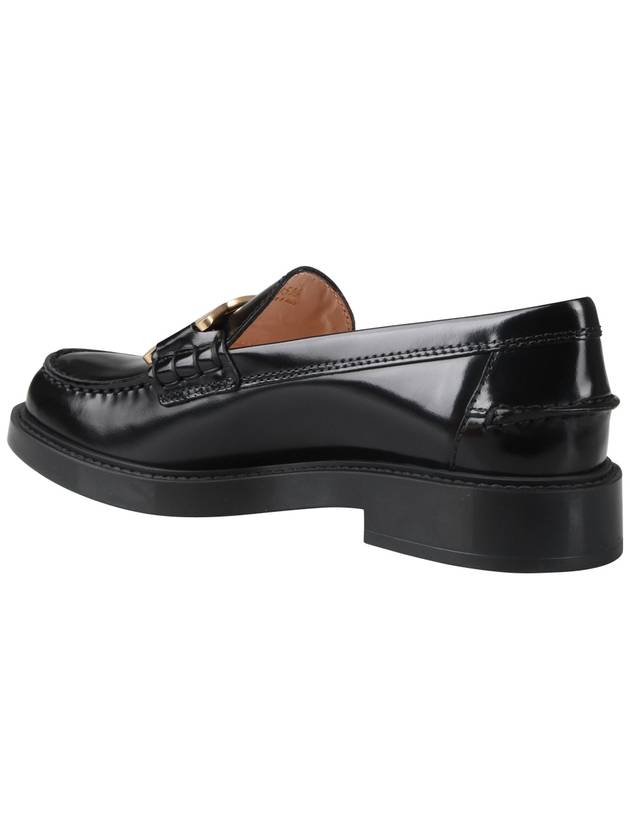 Brushed Leather Chain Loafers Black - TOD'S - BALAAN 3