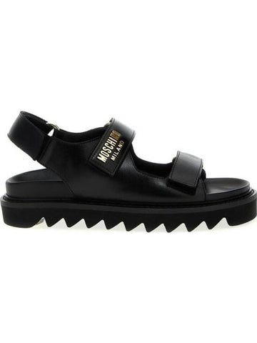 Metal Logo Sandals Black - MOSCHINO - BALAAN 1