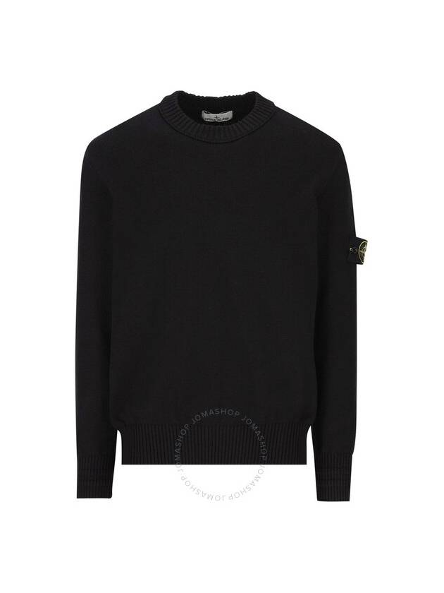 Round Neck Wappen Organic Knit Top Black - STONE ISLAND - BALAAN 2