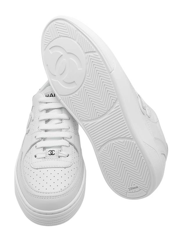 CC Logo Calfskin Low Top Sneakers White - CHANEL - BALAAN 8