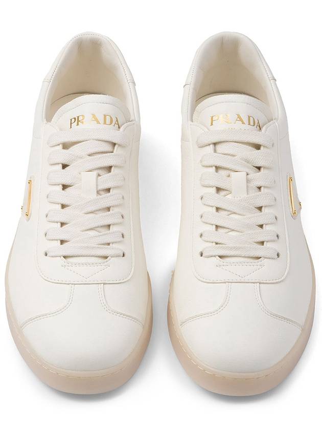 Triangle Logo Lane Leather Low-Top Sneakers Ivory - PRADA - BALAAN 6