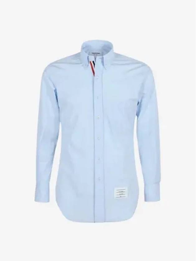 Men's Grosgrain Placket Solid Poplin Long Sleeve Shirt Light Blue - THOM BROWNE - BALAAN 2