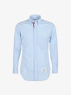 Men's Grosgrain Placket Solid Poplin Long Sleeve Shirt Light Blue - THOM BROWNE - BALAAN 3