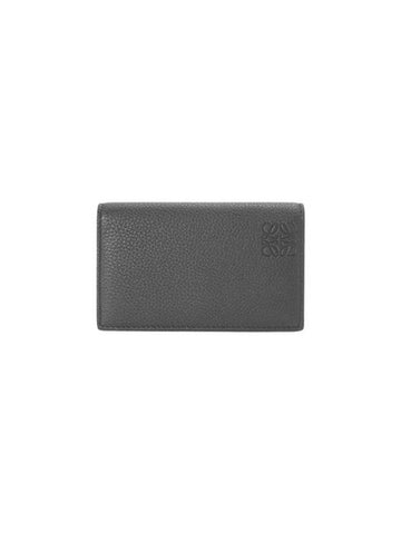 Logo Soft Grained Calfskin Card Wallet Anthracite - LOEWE - BALAAN 1