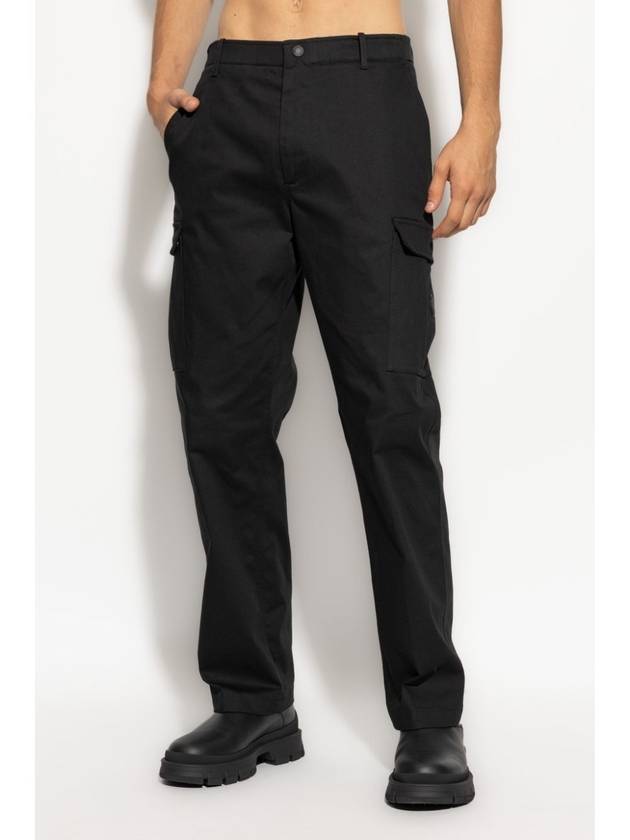 Cotton Gabardine Cargo Straight Pants Black - MONCLER - BALAAN 4