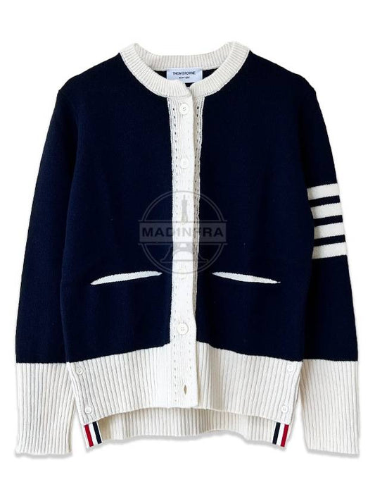 Crew neck cardigan navy FKC454AY1026 - THOM BROWNE - BALAAN 2