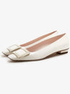 Women's Belle Vivier Metal Buckle Pumps Flat Shoes Cream - ROGER VIVIER - BALAAN 3