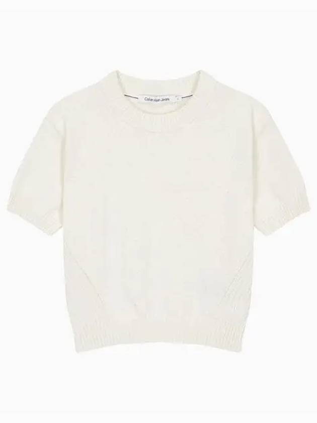 JEANS Women s Ivory Crop Short Sleeve Sweater J224353 YBI - CALVIN KLEIN - BALAAN 2