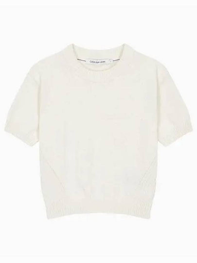 JEANS Women s Ivory Crop Short Sleeve Sweater J224353 YBI - CALVIN KLEIN - BALAAN 2