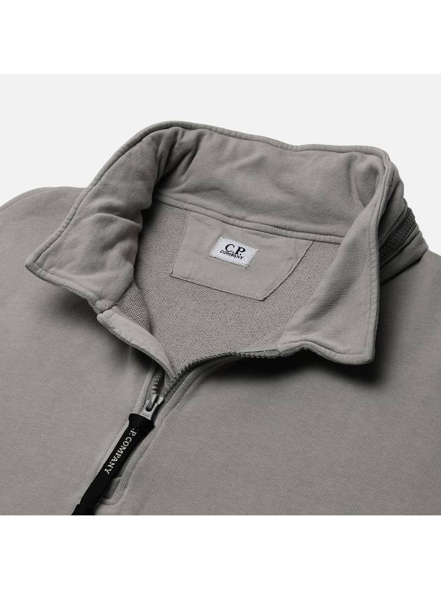 Cotton Fleece Zipped Sweatshirt Grey - CP COMPANY - BALAAN 3