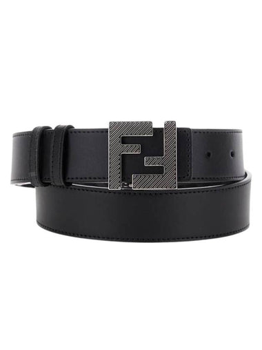 Square FF Buckle Reversible Leather Belt Black - FENDI - BALAAN 1