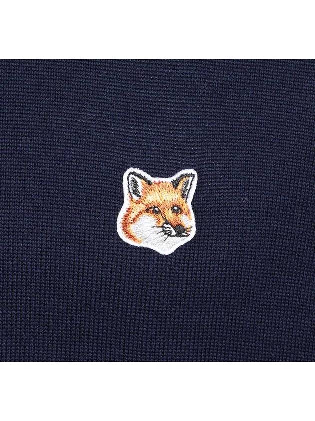 Fox Head Patch Regular Round Neck Pullover Knit Top Navy - MAISON KITSUNE - BALAAN 7