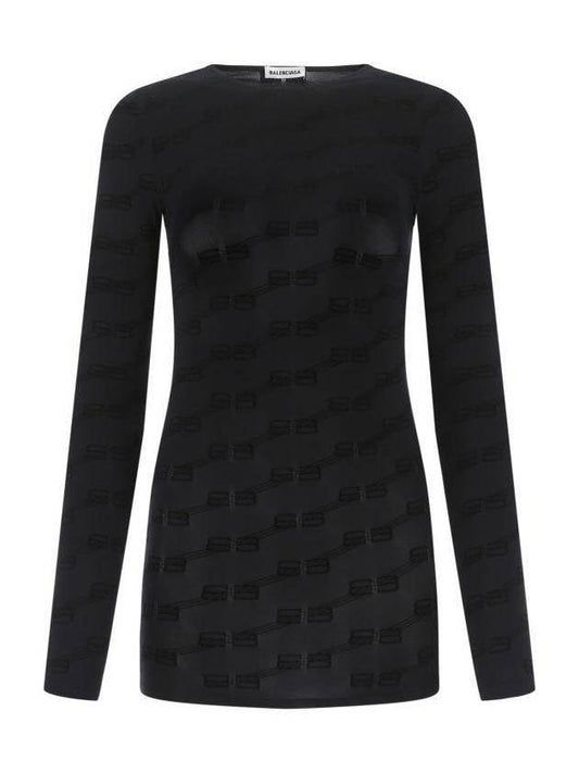 BB all over stretch jersey long sleeve t shirt - BALENCIAGA - BALAAN 1