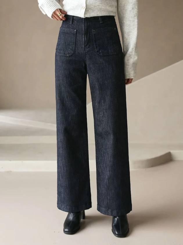 Moshu hidden banding brushed wide raw denim pants - MONO AT.D - BALAAN 1