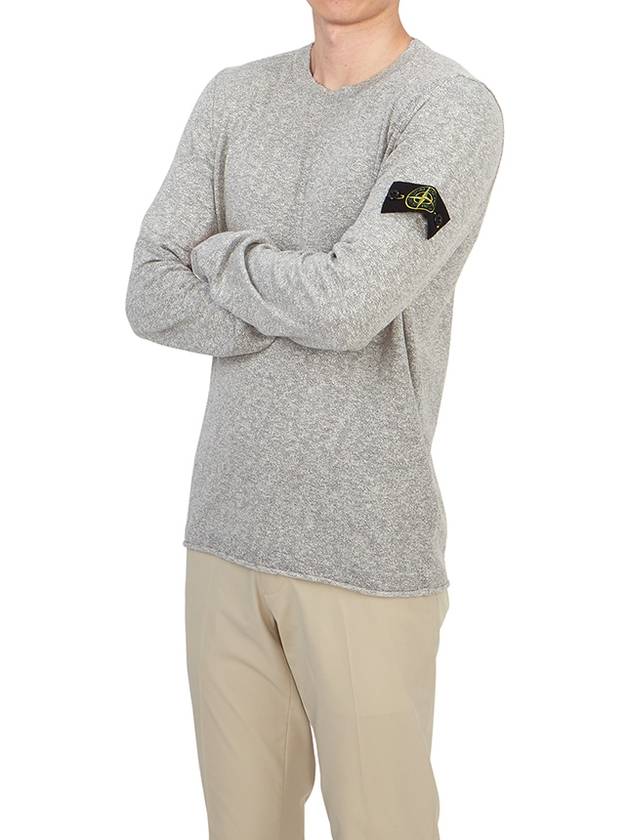 Compass Badge Ribbed Cotton Knit Top Grey - STONE ISLAND - BALAAN 5