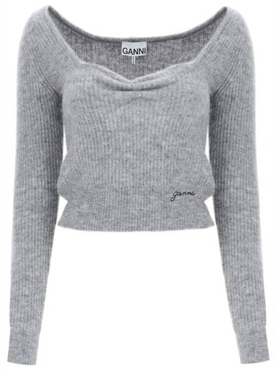 Soft Wool Knit Top Grey - GANNI - BALAAN 2