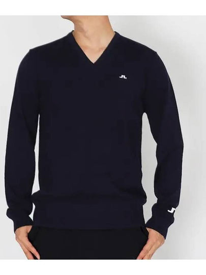 Lehman Tour Merino V-Neck Long Sleeve T-Shirt Navy - J.LINDEBERG - BALAAN 2