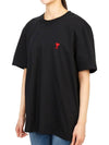 Small Heart Logo Short Sleeve T-Shirt Black - AMI - BALAAN 7