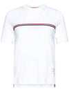 Women's High Twist Rip Stripe Short Sleeve T Shirt White - THOM BROWNE - BALAAN 1