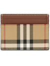 Check Pattern Leather Canvas Card Wallet Beige Brown - BURBERRY - BALAAN 4