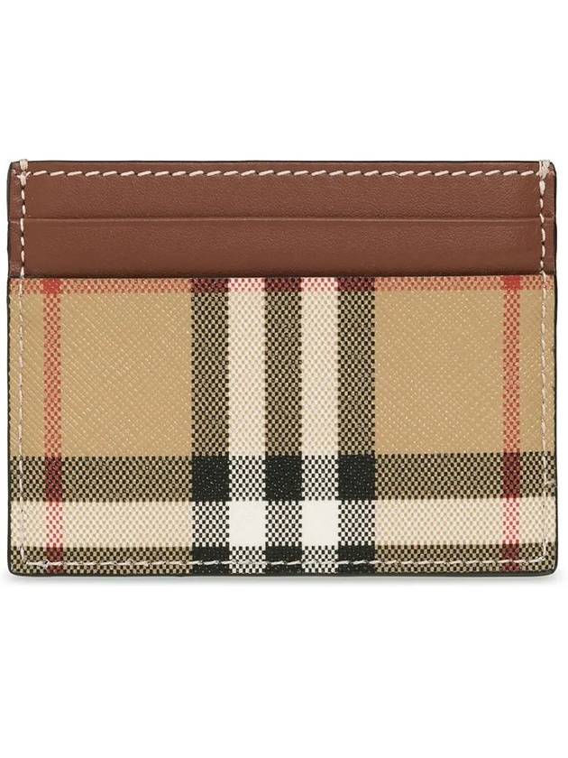 Check Pattern Leather Canvas Card Wallet Beige Brown - BURBERRY - BALAAN 4