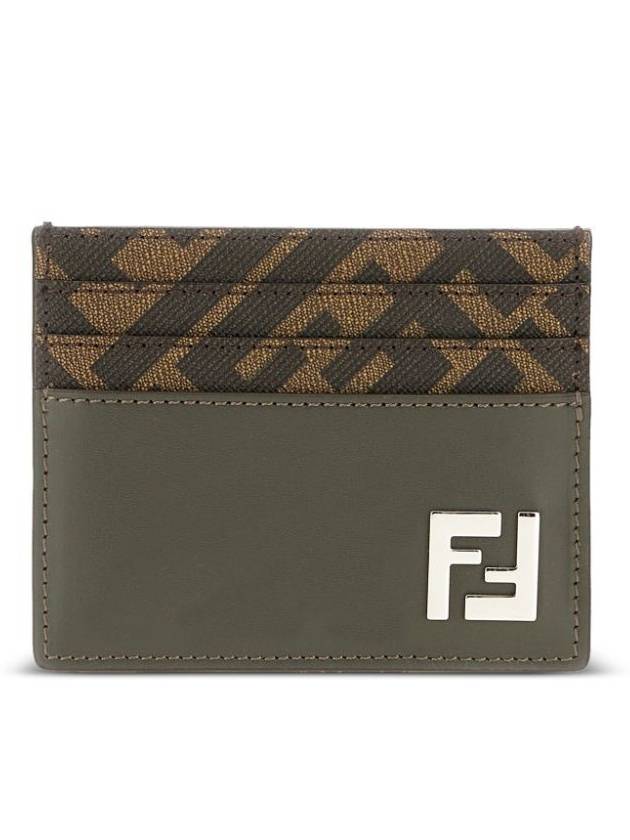 FF Square Leather Card Wallet Grey - FENDI - BALAAN 2