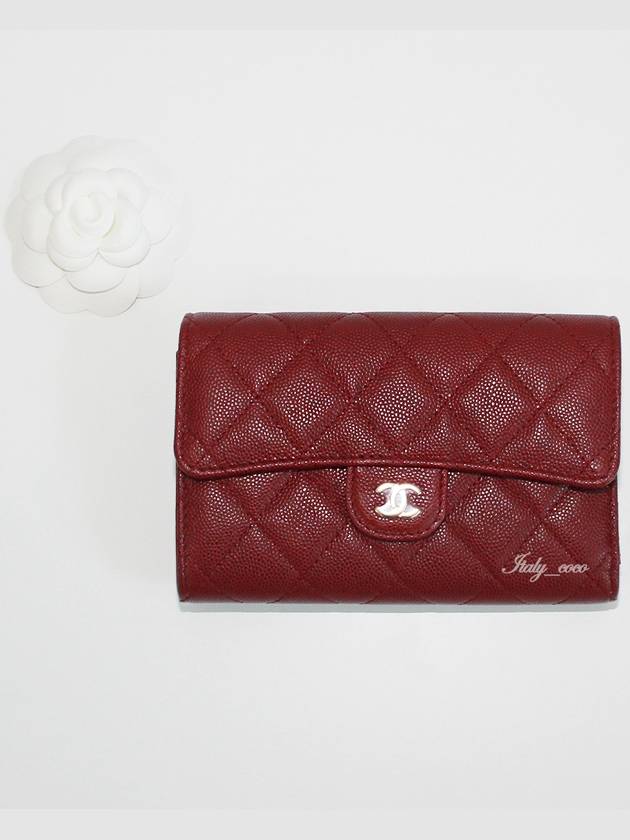 Classic flap medium wallet caviar dark red champagne gold AP0232 - CHANEL - BALAAN 2