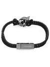 Gancini Double Braid Large Leather Bracelet Black - SALVATORE FERRAGAMO - BALAAN 2