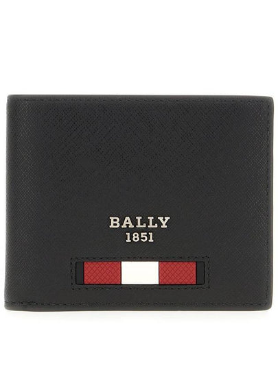 Bevye Logo Recycled Leather Half Wallet Red Black - BALLY - BALAAN 2