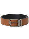 Men's Gancini Square Buckle Leather Belt Black Vicuna - SALVATORE FERRAGAMO - BALAAN 3