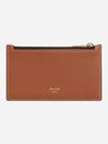 Triomphe Canvas Lambskin Zipper Compact Card Wallet Tan - CELINE - BALAAN 4