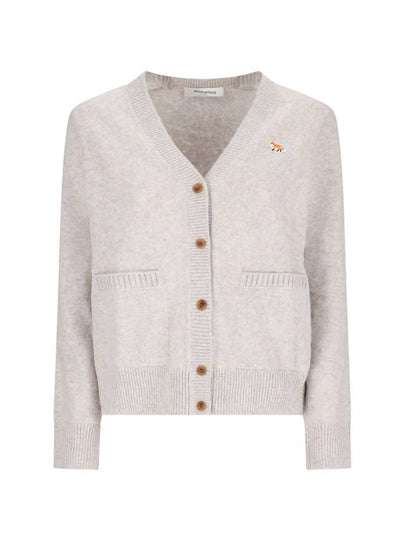 Baby Fox Patch Boxy Cardigan Light Grey Melange - MAISON KITSUNE - BALAAN 2