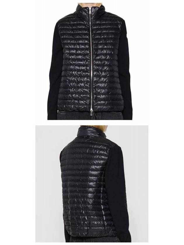 Women's High Neck Wool Padded Cardigan Black - MONCLER - BALAAN 6