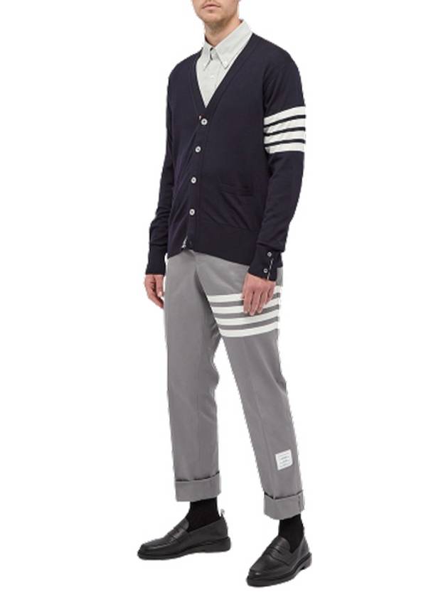 Men's Sustainable Classic Diagonal Wool Cardigan Navy - THOM BROWNE - BALAAN 5