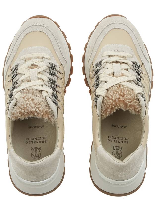 Women's Wool Low Top Sneakers Beige - BRUNELLO CUCINELLI - BALAAN 7