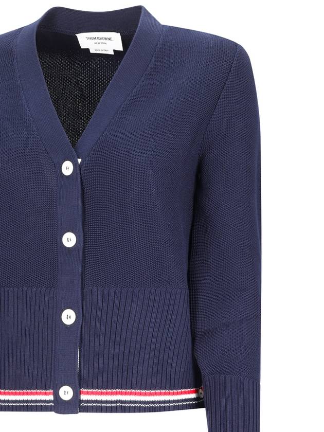 CLASSIC COTTON V NECK CARDIGAN - THOM BROWNE - BALAAN 3