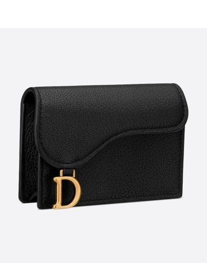 Saddle Bloom Goatskin Flap Card Wallet Black - DIOR - BALAAN 2