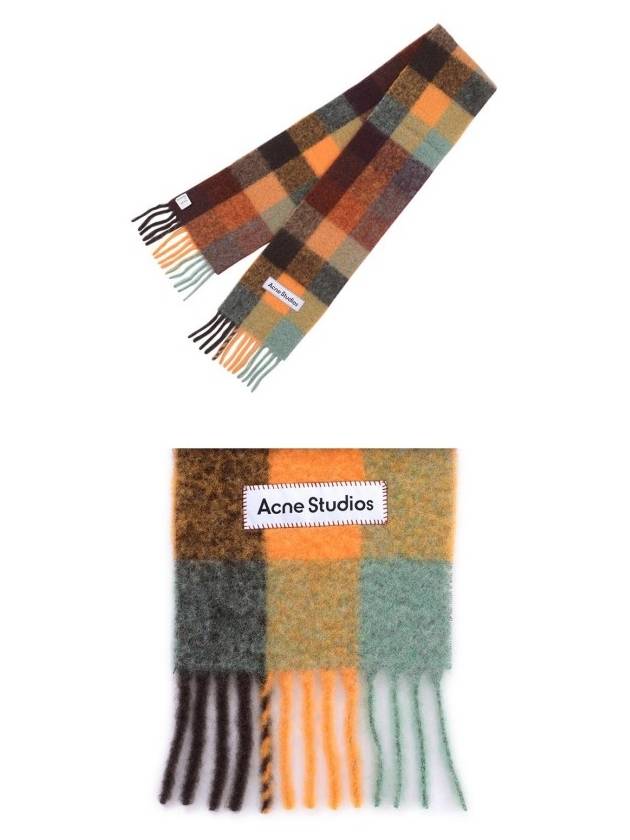 Check Mohair Muffler Chestnut Brown Yellow Green - ACNE STUDIOS - BALAAN 6