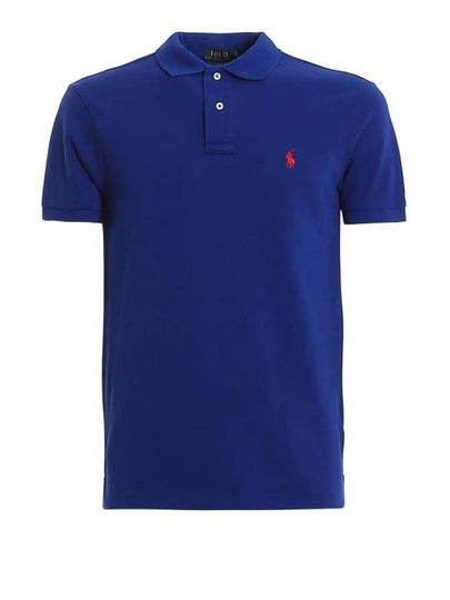 Men's Red Embroidered Logo Short Sleeve PK Shirt Deep Blue - POLO RALPH LAUREN - BALAAN 2