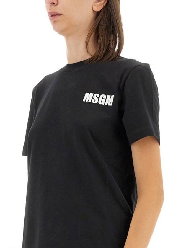 Back Logo Print Cotton Short Sleeve T-Shirt Black - MSGM - BALAAN 5