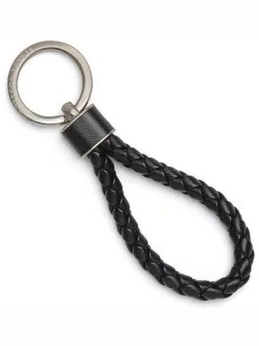 Intrecciato Leather Key Holder  Black - BOTTEGA VENETA - BALAAN 2