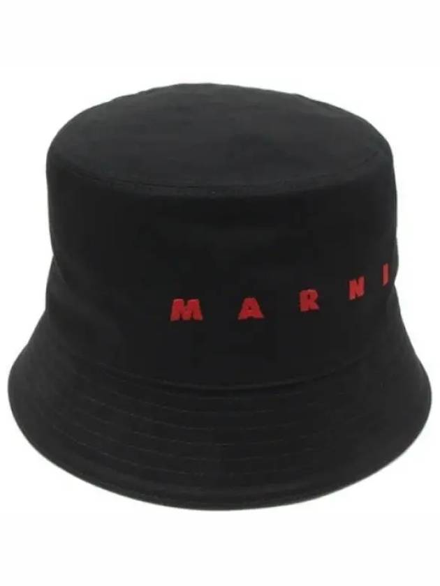 Logo Embroidered Cotton Bucket Hat Black - MARNI - BALAAN 2