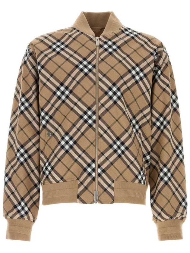 Harrington Check Wool Blend Zip-Up Jacket Brown - BURBERRY - BALAAN 2