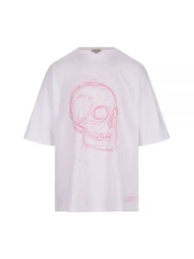 Men's School Print Oversized Short Sleeve T-Shirt White - ALEXANDER MCQUEEN - BALAAN 2